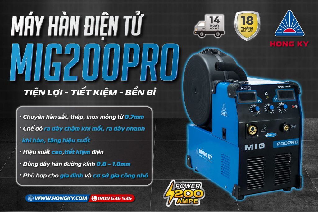 Máy hàn điện tử MIG Hồng Ký MIG200PRO