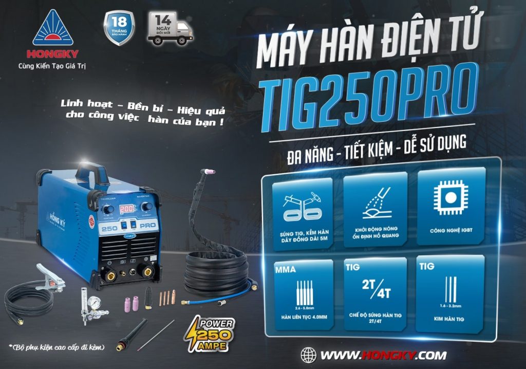 Máy hàn điện tử TIG Hồng Ký TIG250PRO