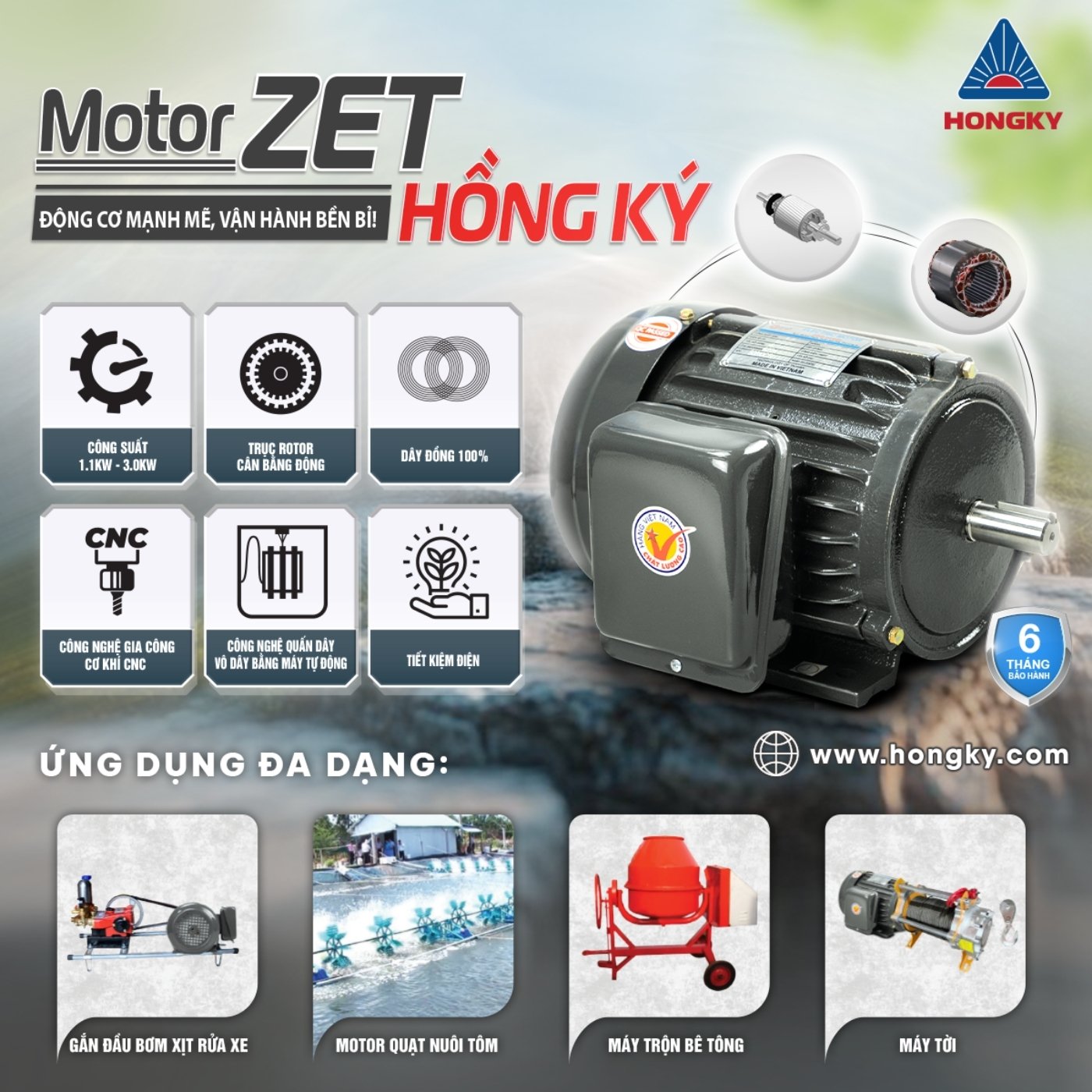 Ứng dụng motor zet Hồng Ký