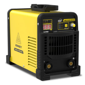 Máy hàn que điện tử Hồng Ký HKM200D Master Digital màu vàng đen, có tay xách.