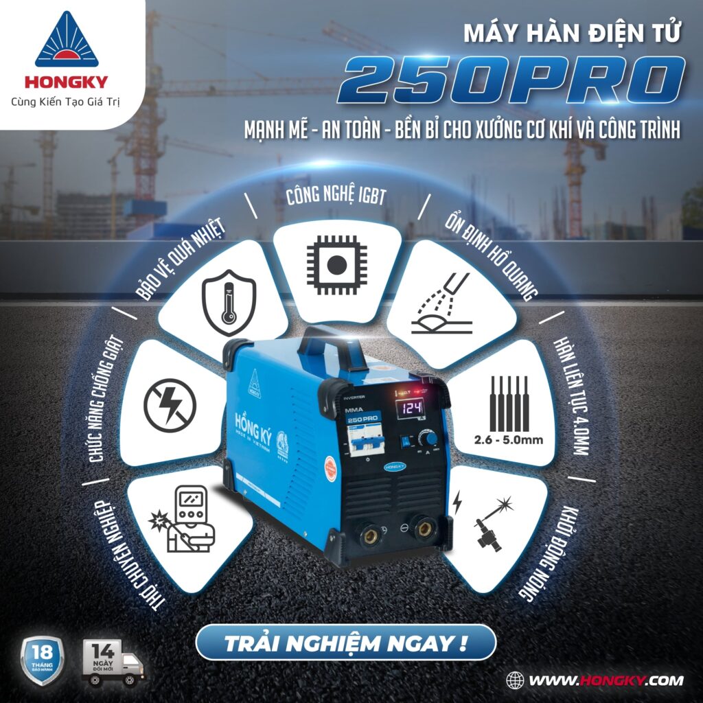 Máy hàn chống giật điện tử Hồng Ký MMA250PRO