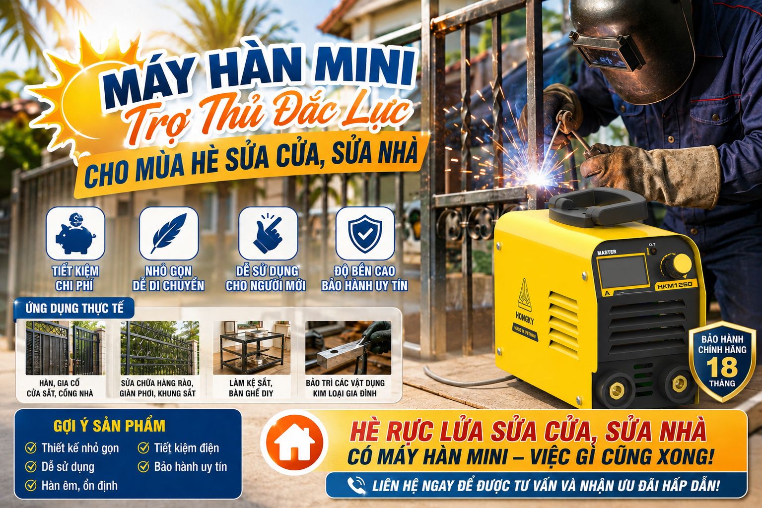 Máy Hàn Mini – Trợ Thủ Đắc Lực Cho Mùa Hè Sửa Cửa, Sửa Nhà
