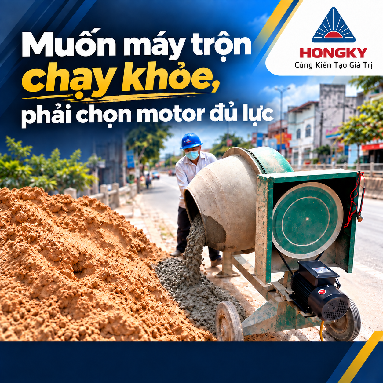 Motor cho máy trộn bê tông: Chọn thế nào để đủ lực?